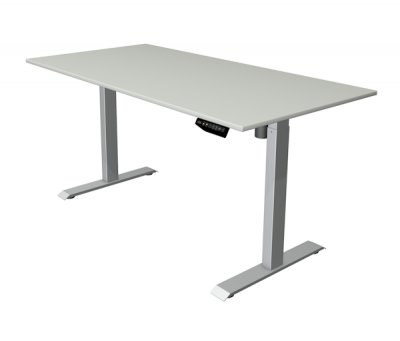 Steh-Sitz-Schreibtisch KM1M 160x80 cm Lichtgrau-Silber